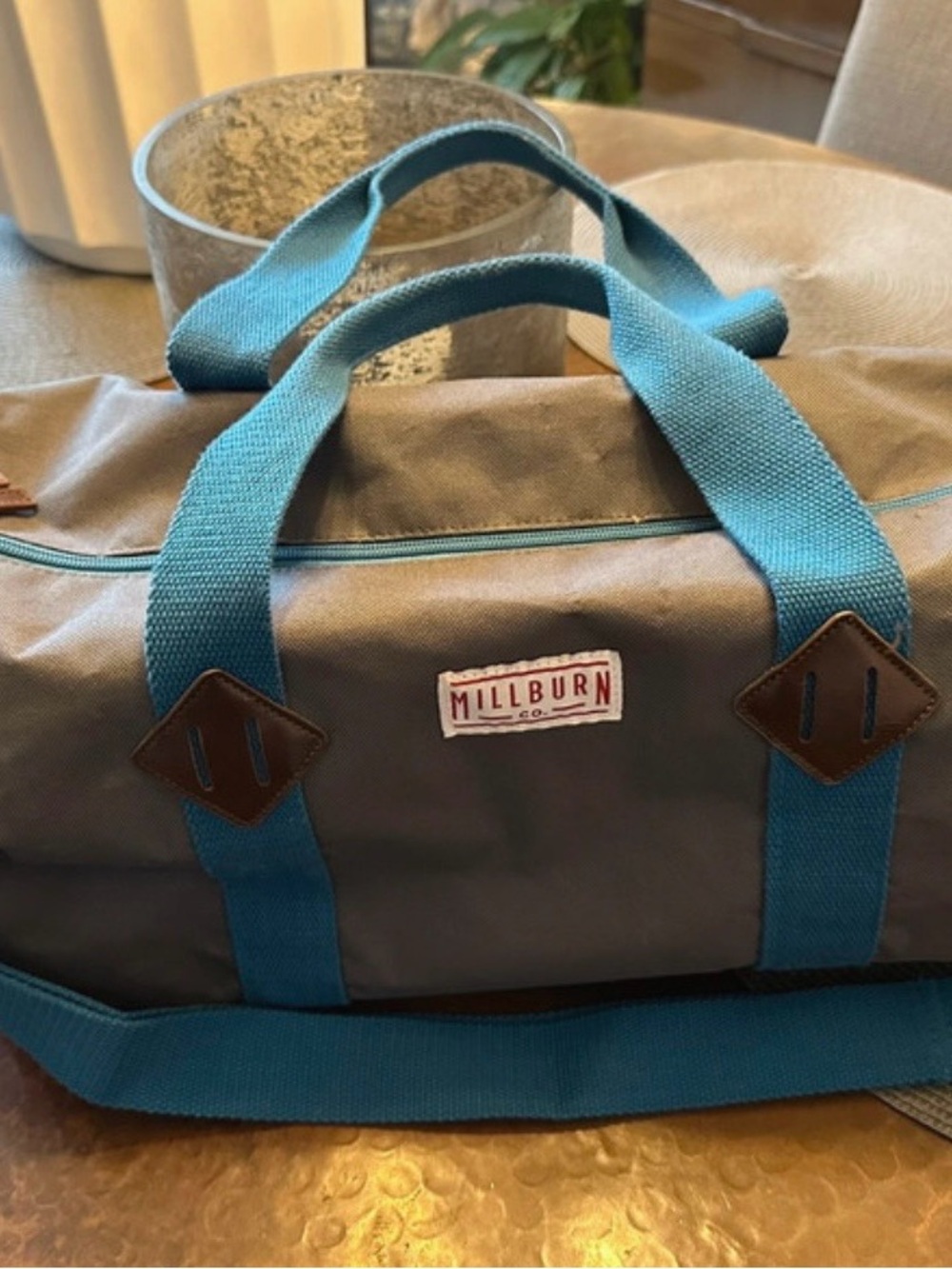 Men's Milburn Gray and Teal Duffel Bag